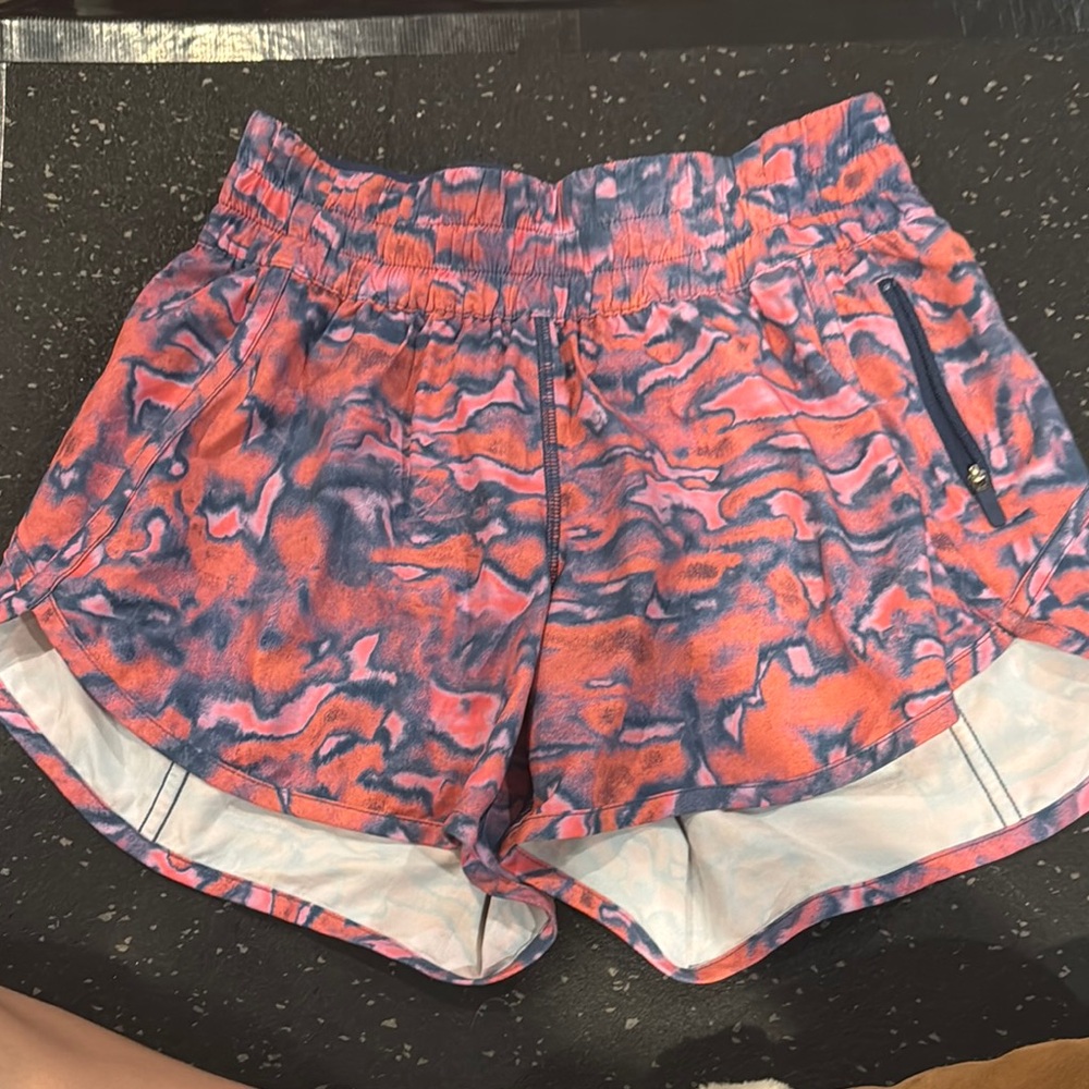 Lululemon Athletica Pink and Blue Patterned Athletic Shorts